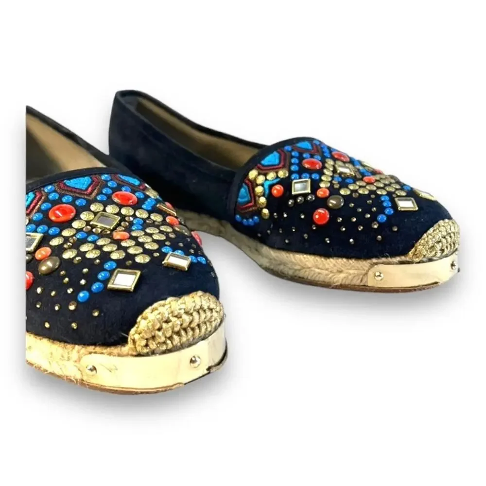 GIUSEPPE ZANOTTI DESIGN navy Jewel embellish espadrilles NWT Authentic SZ 5